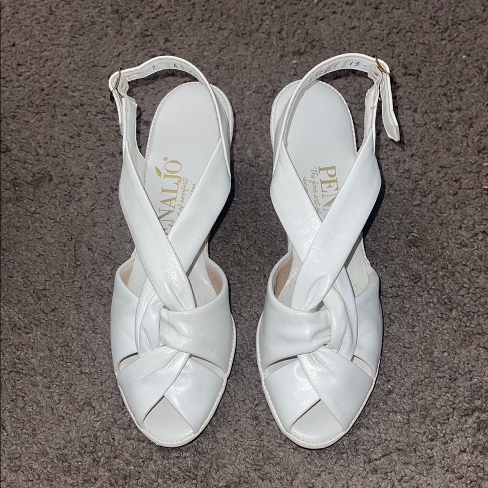 Women's White Leather Sandals Shoes